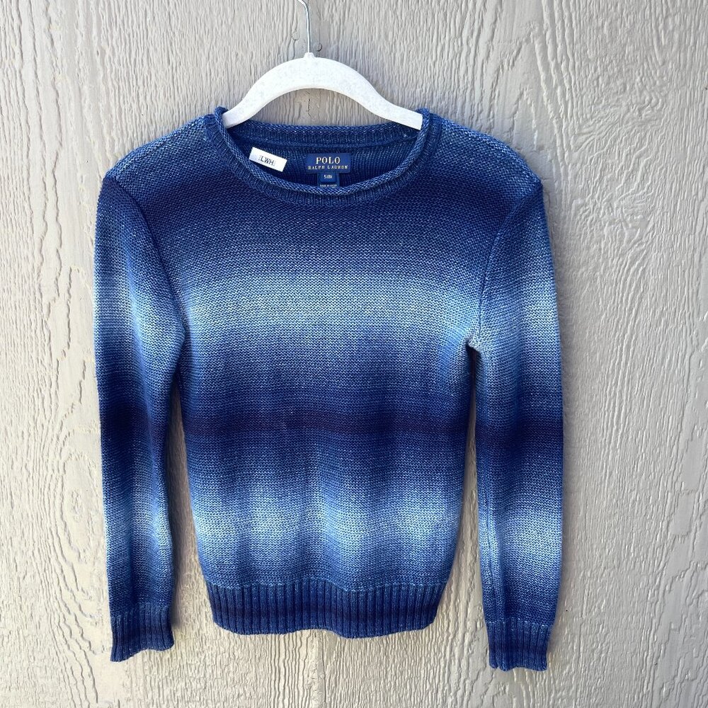 Polo RALPH LAUREN Sweater Kids Boys Size  S(8)  Linen Blend‎ Blue Ombre Pullover